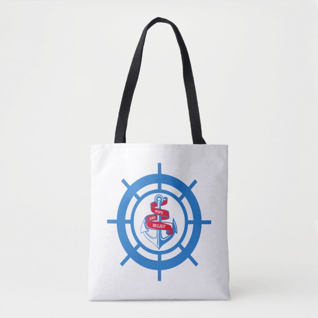 Anchor and steering wheel tote bag (Front)