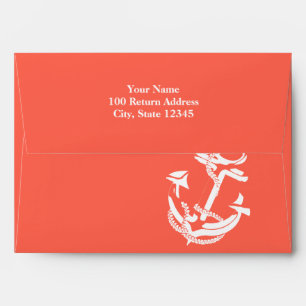 Anchor and Stripes Coral Envelope