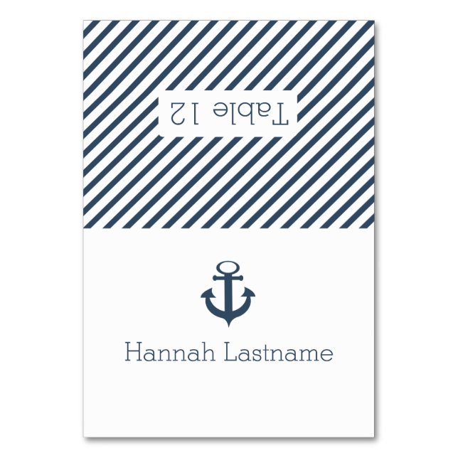 Anchor and Stripes Nautical Seating Card (Front)