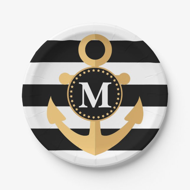 Anchor and Stripes Paper Plates (Front)