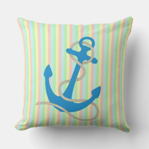 Anchor and Stripes Throw Pillow