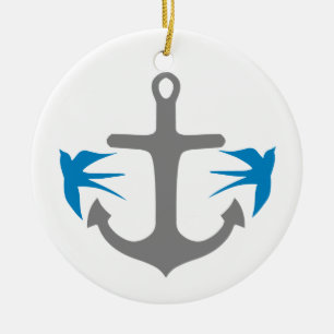 Anchor and Swallows Ceramic Ornament