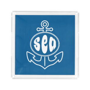 Anchor And The Sea Acrylic Tray