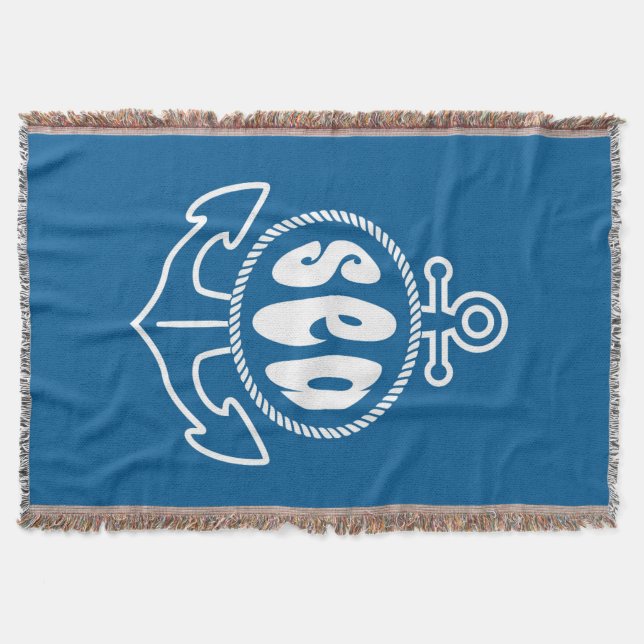 Anchor And The Sea Throw Blanket (Front)