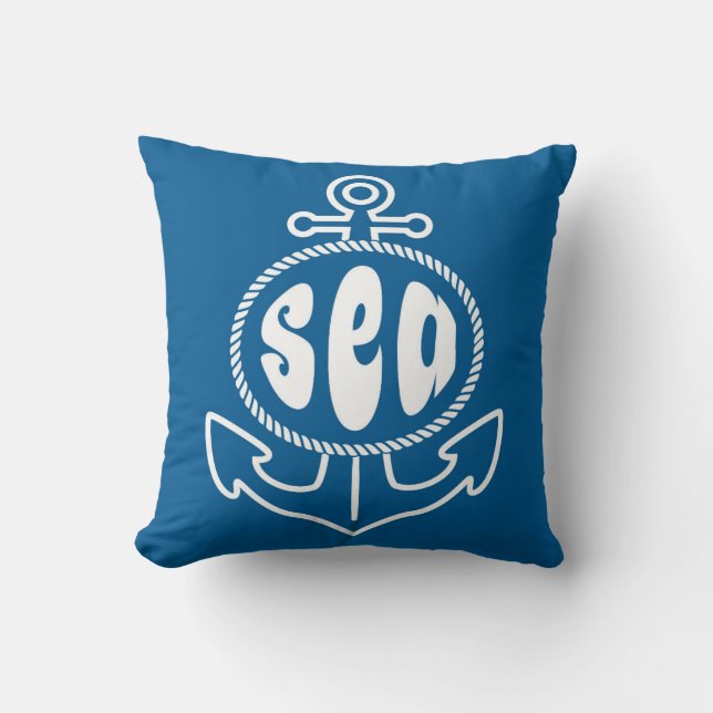 Anchor And The Sea Throw Pillow (Front)