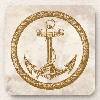 Anchor And Wreath Coaster by TimeEchoArt at Zazzle