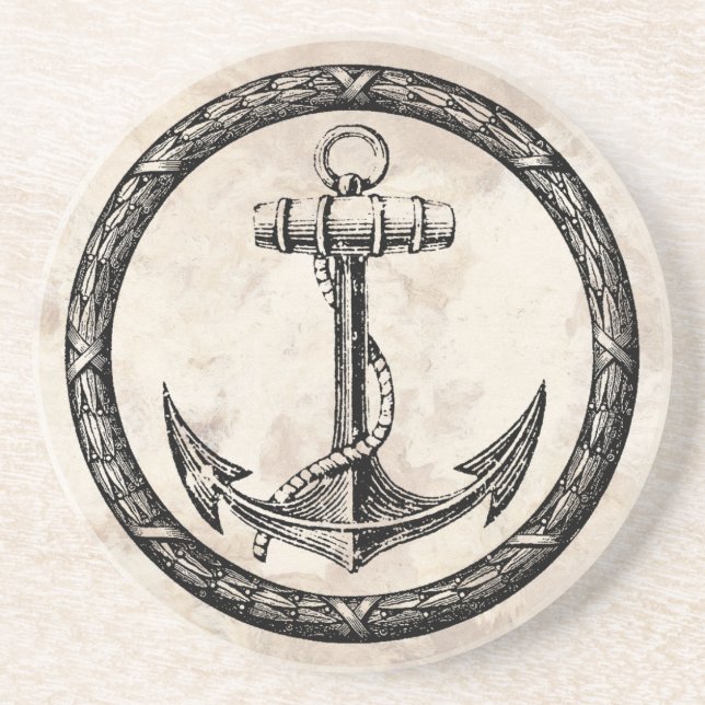 Anchor and Wreath Drink Coaster (Front)