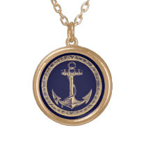 Anchor and Wreath Gold Plated Necklace