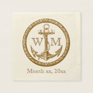 Anchor and Wreath Monogram Paper Napkins