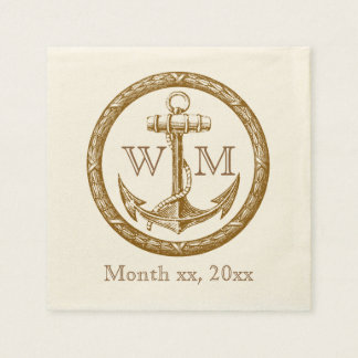 Anchor and Wreath Monogram Paper Napkins