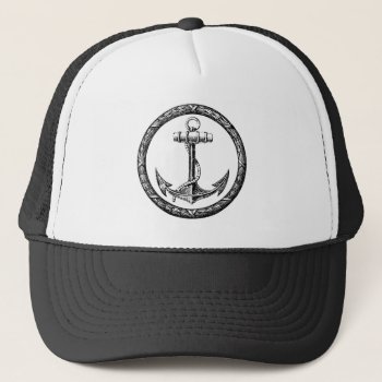 Anchor And Wreath Trucker Hat by TimeEchoArt at Zazzle