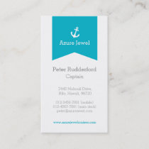 Anchor aqua blue white yacht business card