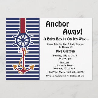 Anchor Baby Boy Baby Shower Invitation