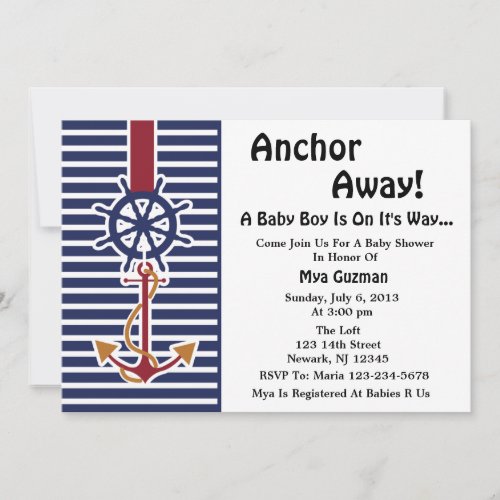 Anchor Baby Boy Baby Shower Invitation