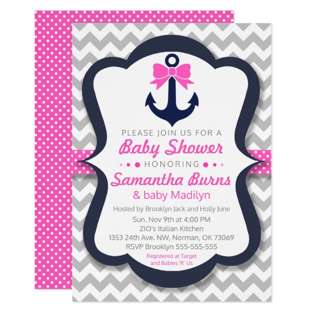 Anchor Baby Shower Customizable Invite - Nautical