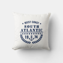 Anchor Badge - Blue and White - Nautical Throw Pillow