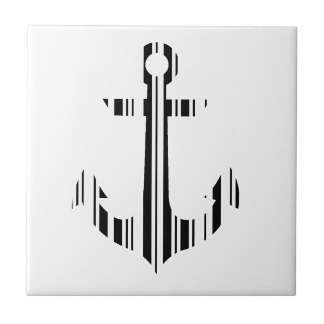 ANCHOR BAR CODE Boat Barcode Pattern Design Ceramic Tile (Front)