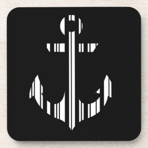 ANCHOR BAR CODE Boat Barcode Pattern Design Drink Coaster