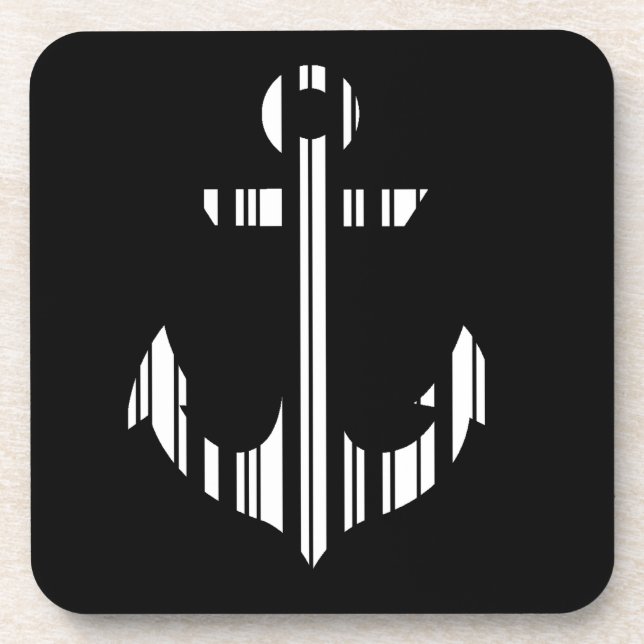 ANCHOR BAR CODE Boat Barcode Pattern Design Drink Coaster (Front)