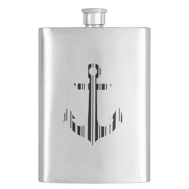 ANCHOR BAR CODE Boat Barcode Pattern Design Flask (Front)