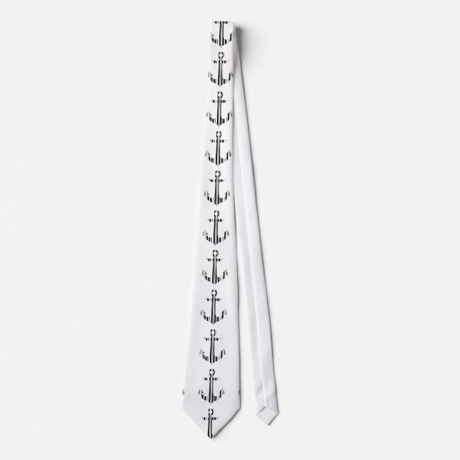 ANCHOR BAR CODE Boat Barcode Pattern Design Tie (Front)