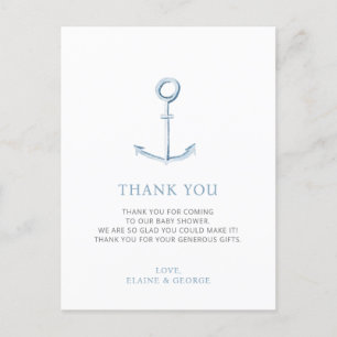 Anchor Beach Boy Baby Shower Thank You Card
