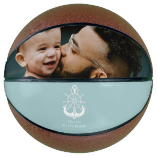 Anchor Beach House Family Name Teal Basketball