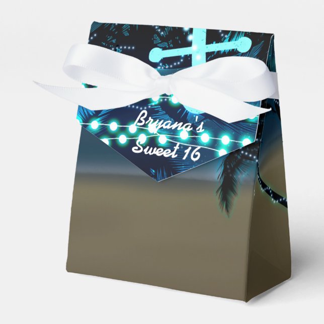 Anchor Beach Lights & Palm Trees Favor Boxes (Front Side)