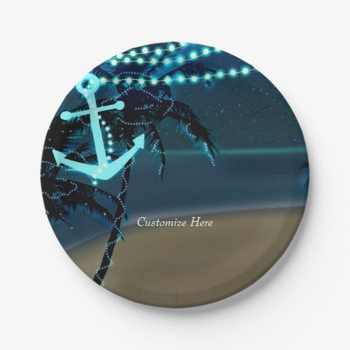 Anchor Beach Lights  Palm Trees Wedding Plates