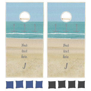 Anchor Beach Nautical Monogram Your Text Cornhole Cornhole Set