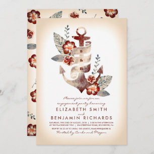 Anchor Beach Nautical Tropical Engagement Party Invitation