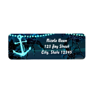 Anchor Beach Palm Trees Invitation Address Labels