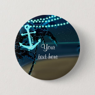 Anchor Beach & Palm Trees Night Light Pin Button