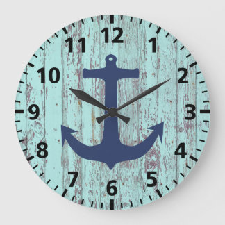 Anchor Beach Shabby Chic Large Clock