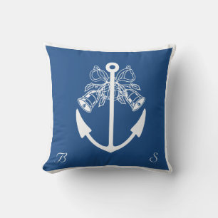 anchor beach wedding custom monogram throw pillow