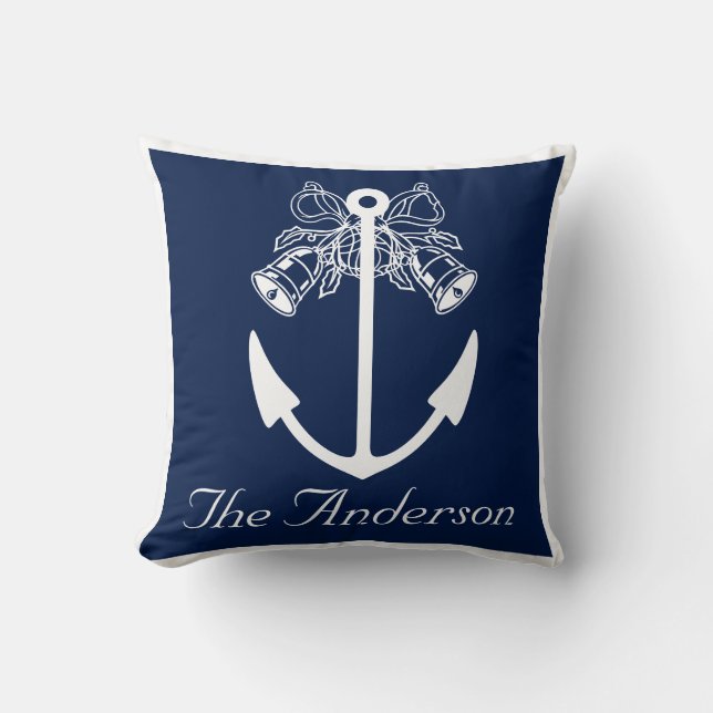 anchor beach wedding custom Name Throw Pillow (Front)
