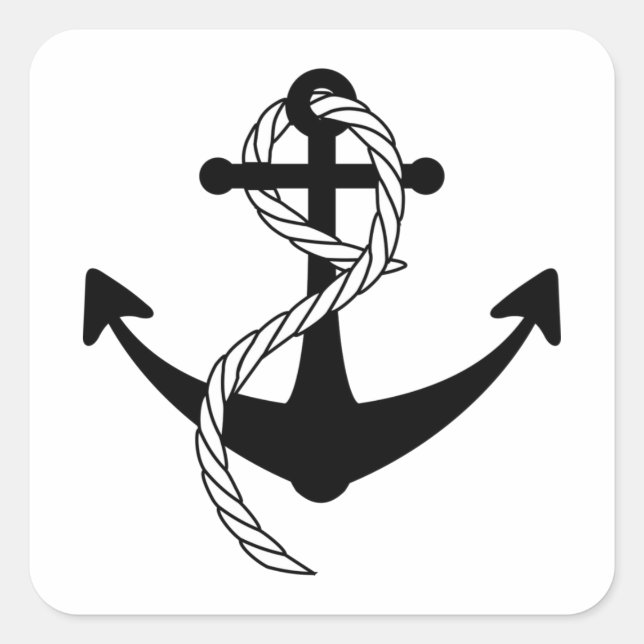Anchor black white square sticker (Front)