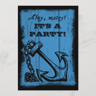 Anchor Blue Birthday Party Invitation