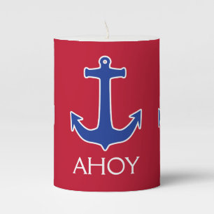 Anchor blue / Contour white + AHOY Pillar Candle