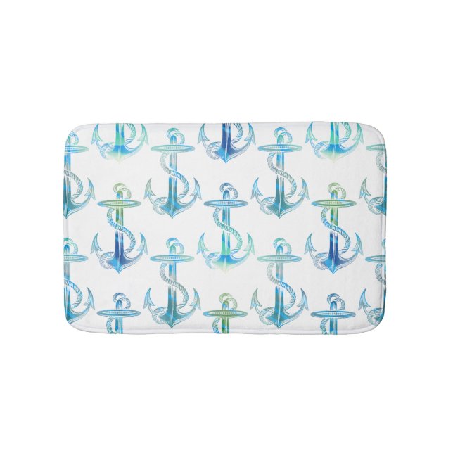 Anchor Blue Green Bath Rug (Front)