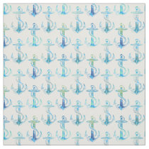 Anchor Blue Green White Fabric