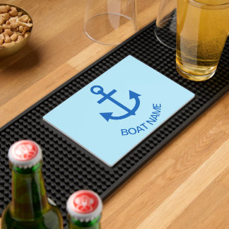 Anchor Blue Personalized Your Boat Name Bar Mat