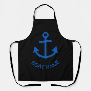 Anchor Blue Personalized Your Boat Name Black Apron