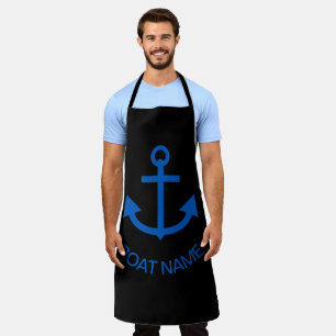 Anchor Blue Personalized Your Boat Name Black Apron