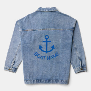 Anchor Blue Personalized Your Boat Name Denim Jacket