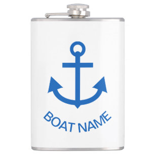 Anchor Blue Personalized Your Boat Name Flask