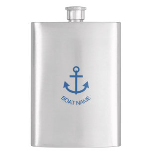 Anchor Blue Personalized Your Boat Name Flask