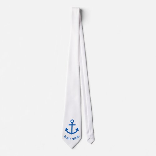 Anchor Blue Personalized Your Boat Name Neck Tie