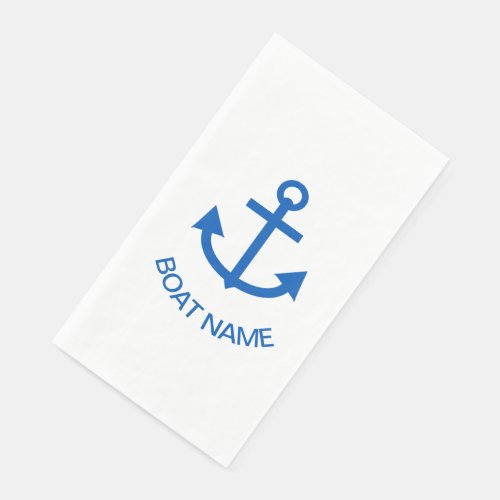 Anchor Blue Personalized Your Boat Name Paper Guest Towels