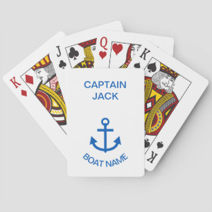 Anchor Blue Personalized Your Boat Name Poker Cards